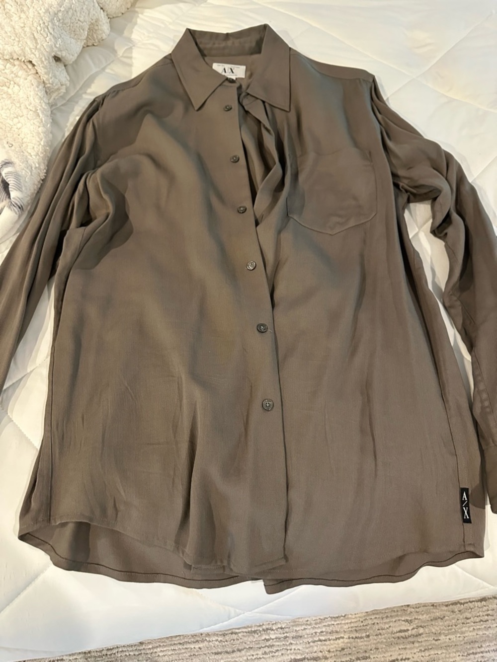 Armani Exchange Taupe Button-Front Shirt